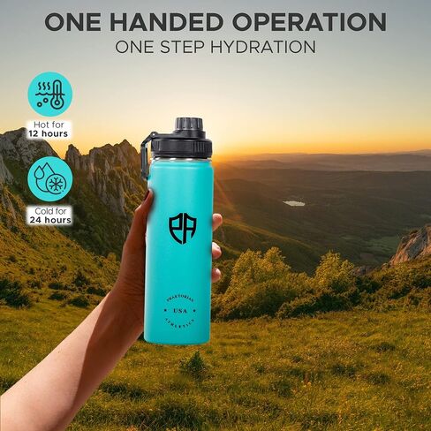 24 Oz Stainless Steel Thermal Insulated Hot/Cold Water Bottles To Keep Any Drink Hot For 12 Hours & Cold For 24 Hours - Gym Water Bottles For Men & Women - Mens Thermal Water Bottle (Cooled Blue) in Saudi Arabia