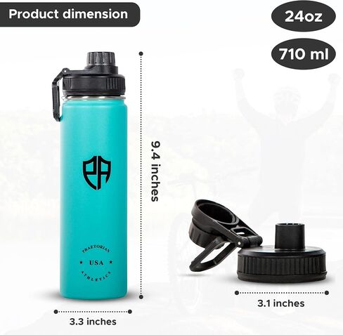 24 Oz Stainless Steel Thermal Insulated Hot/Cold Water Bottles To Keep Any Drink Hot For 12 Hours & Cold For 24 Hours - Gym Water Bottles For Men & Women - Mens Thermal Water Bottle (Cooled Blue) in Saudi Arabia