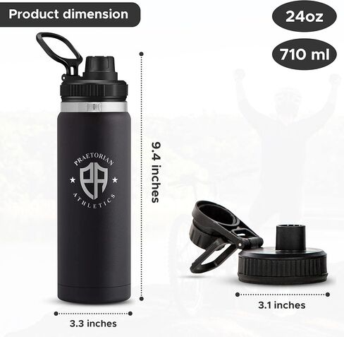 زجاجات مياه ساخنة/باردة معزولة حراريًا من الفولاذ المقاوم للصدأ سعة 24 أونصة للحفاظ على أي مشروب ساخنًا لمدة 12 ساعة وباردًا لمدة 24 ساعة - زجاجات مياه رياضية للرجال والنساء - زجاجة مياه حرارية للرجال (أزرق بارد) in Kuwait