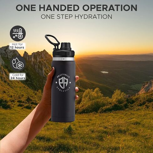 زجاجات مياه ساخنة/باردة معزولة حراريًا من الفولاذ المقاوم للصدأ سعة 24 أونصة للحفاظ على أي مشروب ساخنًا لمدة 12 ساعة وباردًا لمدة 24 ساعة - زجاجات مياه رياضية للرجال والنساء - زجاجة مياه حرارية للرجال (أزرق بارد) in Kuwait