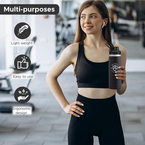 زجاجات مياه ساخنة/باردة معزولة حراريًا من الفولاذ المقاوم للصدأ سعة 24 أونصة للحفاظ على أي مشروب ساخنًا لمدة 12 ساعة وباردًا لمدة 24 ساعة - زجاجات مياه رياضية للرجال والنساء - زجاجة مياه حرارية للرجال (أزرق بارد) in Kuwait