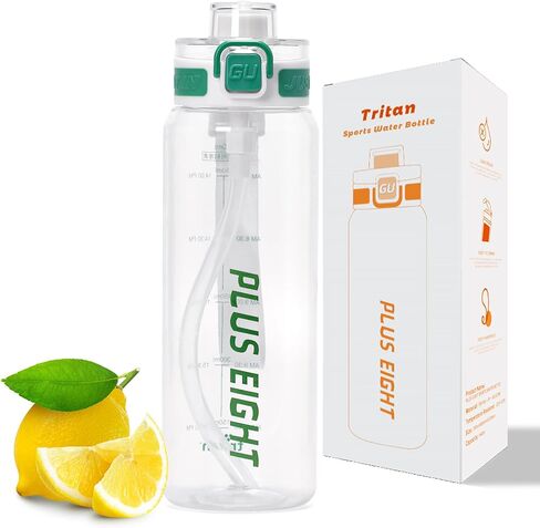Sports Water Bottles, 32 oz Water Bottle With Straw, Leak-Proof Tritan BPA-Free, Wide Mouth with Carrying Strap for Women Men Gym Fitness Outdoor (White) in Saudi Arabia