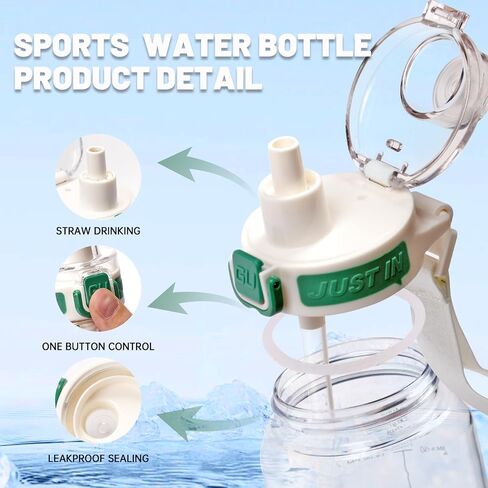 Sports Water Bottles, 32 oz Water Bottle With Straw, Leak-Proof Tritan BPA-Free, Wide Mouth with Carrying Strap for Women Men Gym Fitness Outdoor (White) in Saudi Arabia