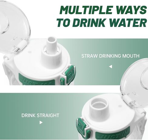 Sports Water Bottles, 32 oz Water Bottle With Straw, Leak-Proof Tritan BPA-Free, Wide Mouth with Carrying Strap for Women Men Gym Fitness Outdoor (White) in Saudi Arabia
