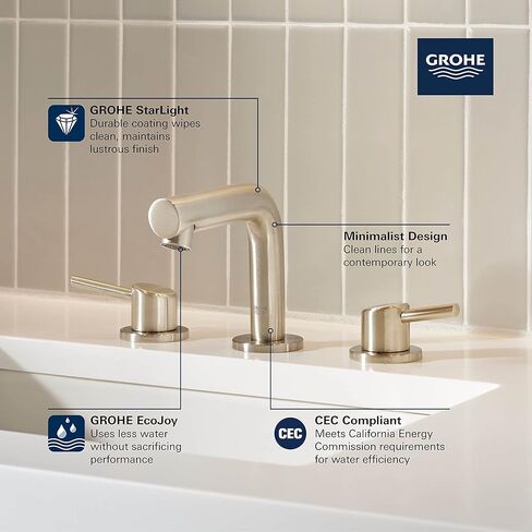 GROHE 20572001 Concetto، صنبور حمام واسع الانتشار مقاس 8 بوصة بمقبضين مقاس S 1.2 جرام في الدقيقة، كروم in Saudi Arabia