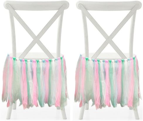 2 PCS Tulle Chair Cover Chair Sashes Tutu Chair Skirt Slipcovers Party Decoration for Bridal Shower Wedding (Dark Pink) in Saudi Arabia