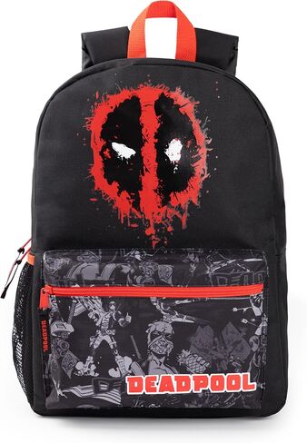 Marvel Deadpool Boys Backpack Black & Red Rucksack with Adjustable Straps Superhero School Bag For Kids Movie Merchandise in Saudi Arabia