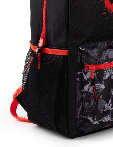 Marvel Deadpool Boys Backpack Black & Red Rucksack with Adjustable Straps Superhero School Bag For Kids Movie Merchandise in Saudi Arabia