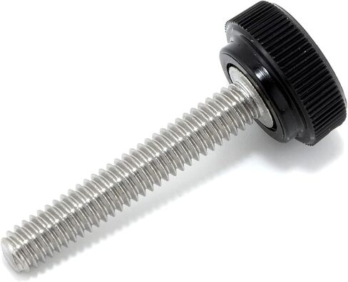#8-32 x 1" Thumb Screw Stainless Steel - Black Knurled Round Plastic Knob - Standard/Coarse Thread ThumbScrew - Length: 1.000" - Proudly Built in USA - Package of (4) in Saudi Arabia