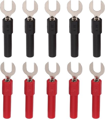 10Pcs Fork Spade U Type Wire Connector Electrical Crimp Terminal 4mm/0.2in Hole Fork Spade Quick Splice Banana Plug Maximum Current 10A in Saudi Arabia