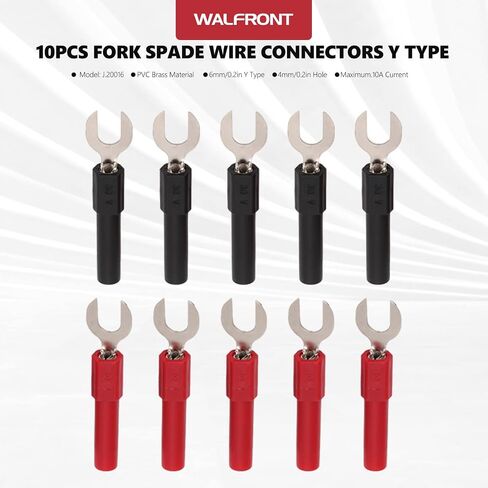 10Pcs Fork Spade U Type Wire Connector Electrical Crimp Terminal 4mm/0.2in Hole Fork Spade Quick Splice Banana Plug Maximum Current 10A in Saudi Arabia