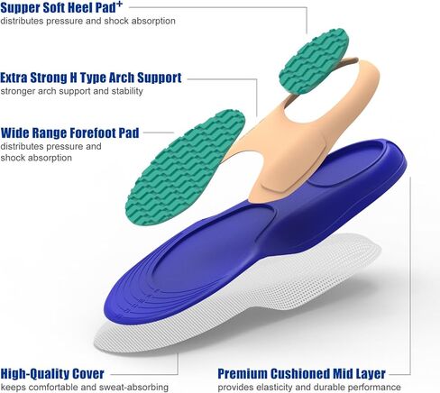 نعال الجري للرجال - حشوات رياضية GED لتخفيف التهاب اللفافة الأخمصية، ودعم القوس، وألعاب القوى - حشوات تقويمية للثبات والتوسيد، وتقليل تعب القدم (الولايات المتحدة 10-10.5) in Kuwait