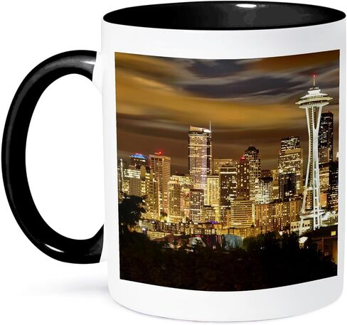 3dRose USA, Washington, Seattle Skyline, Night View Mug, 1 Count (Pack of 1), Blue in Saudi Arabia