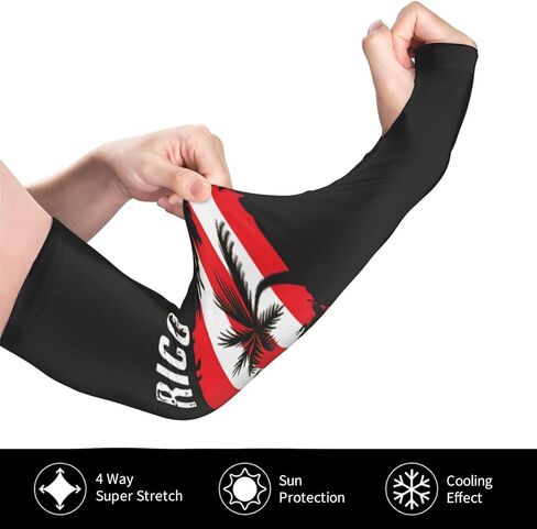 Cute Puerto Rico Flag Arm Sleeves Puerto Rican Flag Sports Sun Cooling Arm Sleeve for Women Men Cycling, Hiking in Saudi Arabia