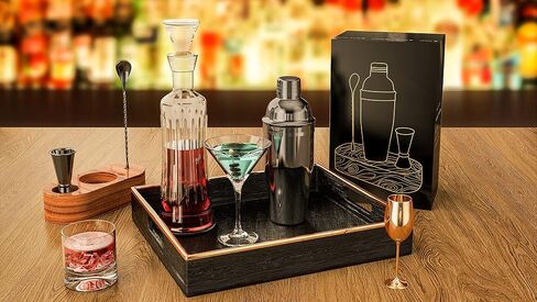 LUCKYGOOBO Cocktail Shaker Set,24 oz Martini Shaker,Bartender Kit with Stand,Stainless Steel Martini Mixer Built-in Strainer,Bar Tool Set,Drink Shaker,Fun Gifts. in Saudi Arabia