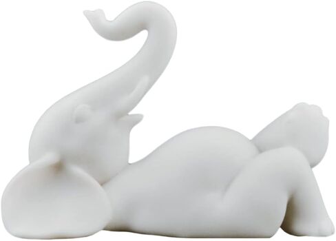 تمثال فيل الحظ الجيد مقاس 4 بوصات للتسكع مع تمثال الجذع المرتفع - هدايا الحظ السعيد، ديكور فنغ شوي، هدايا التأمل (4 بوصة، أبيض) in Kuwait