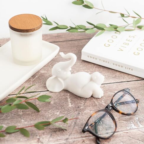 تمثال فيل الحظ الجيد مقاس 4 بوصات للتسكع مع تمثال الجذع المرتفع - هدايا الحظ السعيد، ديكور فنغ شوي، هدايا التأمل (4 بوصة، أبيض) in Kuwait