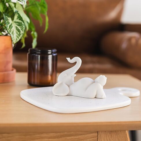 تمثال فيل الحظ الجيد مقاس 4 بوصات للتسكع مع تمثال الجذع المرتفع - هدايا الحظ السعيد، ديكور فنغ شوي، هدايا التأمل (4 بوصة، أبيض) in Kuwait