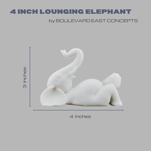 تمثال فيل الحظ الجيد مقاس 4 بوصات للتسكع مع تمثال الجذع المرتفع - هدايا الحظ السعيد، ديكور فنغ شوي، هدايا التأمل (4 بوصة، أبيض) in Kuwait