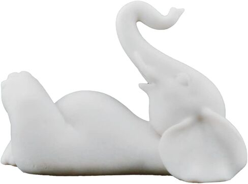 تمثال فيل الحظ الجيد مقاس 4 بوصات للتسكع مع تمثال الجذع المرتفع - هدايا الحظ السعيد، ديكور فنغ شوي، هدايا التأمل (4 بوصة، أبيض) in Kuwait