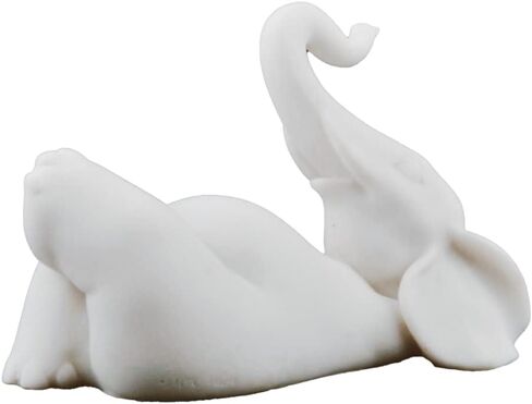 تمثال فيل الحظ الجيد مقاس 4 بوصات للتسكع مع تمثال الجذع المرتفع - هدايا الحظ السعيد، ديكور فنغ شوي، هدايا التأمل (4 بوصة، أبيض) in Kuwait