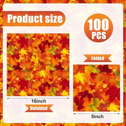 50 PCS Fall Leaves Cocktail Napkins Maple Leaves Paper Napkins Disposable 3-ply Fall Leaf Beverage Napkins for Thanksgiving Autumn Harvest Birthday Party Supplies, 5 x 5 Inch in Saudi Arabia