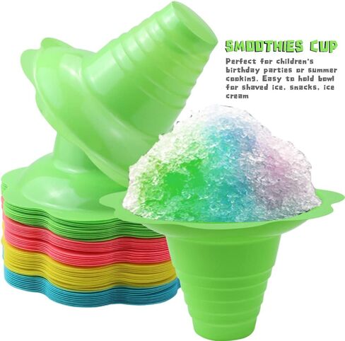 50 Pack 4 OZ Colorful Flower Shaped Snow Cone Cups,Small Plastic Shaved Ice Drip Cups Snack Ice Cream Bowls for Kids Party Summer Cookout Commercial Food Service in Saudi Arabia