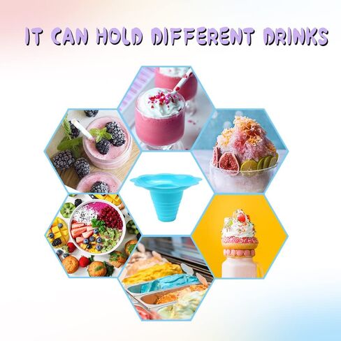 50 Pack 4 OZ Colorful Flower Shaped Snow Cone Cups,Small Plastic Shaved Ice Drip Cups Snack Ice Cream Bowls for Kids Party Summer Cookout Commercial Food Service in Saudi Arabia