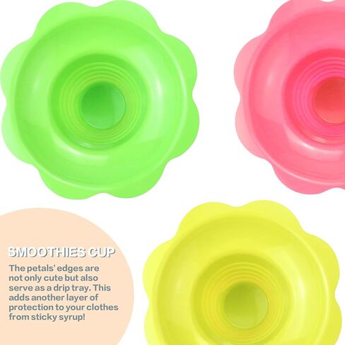50 Pack 4 OZ Colorful Flower Shaped Snow Cone Cups,Small Plastic Shaved Ice Drip Cups Snack Ice Cream Bowls for Kids Party Summer Cookout Commercial Food Service in Saudi Arabia