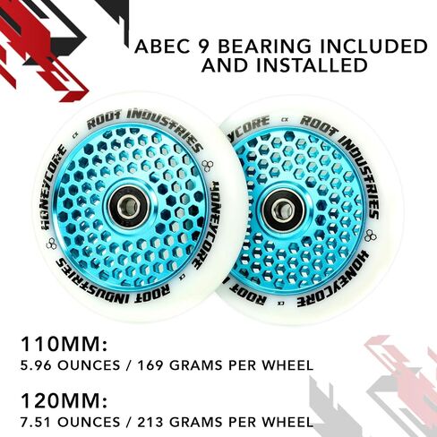 Honeycore Wheels 110mm - 120mm Pro Scooter Wheels Pair - Fits Most Setups - 24mm x 110mm - 120mm - Bearings Installed - 90 Day Warranty - Scooter Wheels in Saudi Arabia