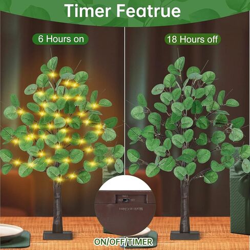 شجرة زيتون 24 بوصة مع أضواء - شجرة زيتون مضاءة بطول 2 قدم مع 36 مصباح LED، 12 فاكهة، 72 ورقة، شجرة زيتون صناعية مضاءة تعمل بالبطارية للديكور الداخلي in Kuwait