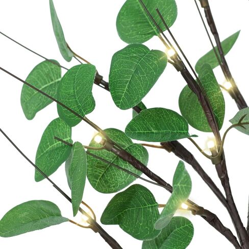 شجرة زيتون 24 بوصة مع أضواء - شجرة زيتون مضاءة بطول 2 قدم مع 36 مصباح LED، 12 فاكهة، 72 ورقة، شجرة زيتون صناعية مضاءة تعمل بالبطارية للديكور الداخلي in Kuwait