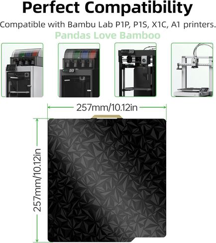BIQU CryoGrip™ Panda Build Plate for Bambu-lab X1C X1E P1S P1P A1, Room Temp Cold Printing, Double-Sided Textured Spring Steel Sheet, 257x257mm, 1 Piece, Grey in Saudi Arabia