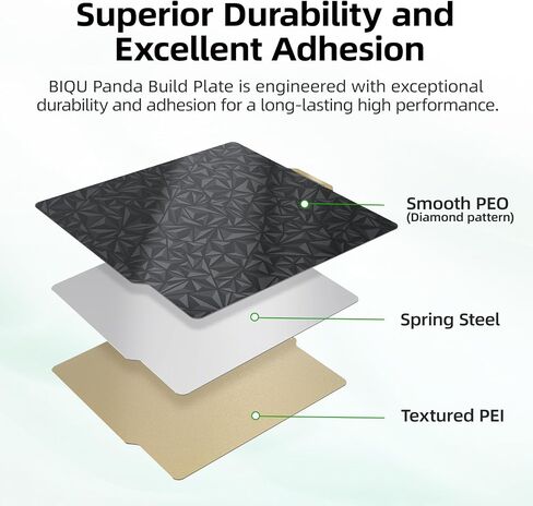 BIQU CryoGrip™ Panda Build Plate for Bambu-lab X1C X1E P1S P1P A1, Room Temp Cold Printing, Double-Sided Textured Spring Steel Sheet, 257x257mm, 1 Piece, Grey in Saudi Arabia