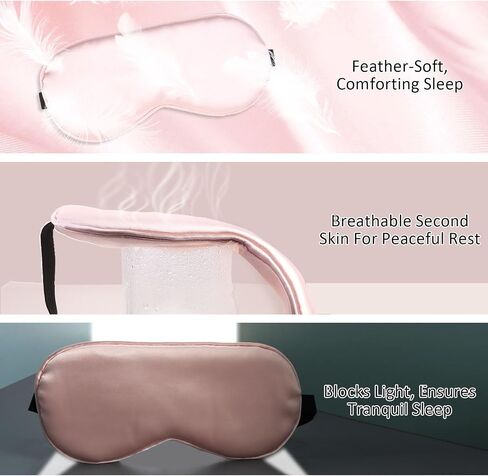 Silk Sleep Eye Mask 3PCS Side Sleeper Eye Covers, Blocking Light Eyes Mask, Sleep Eye Masks with Adjustable Strap, Silk Face Mask Sleep, Comfortable Blindfold Eyeshade for Women Men Traveling Airplane in Saudi Arabia