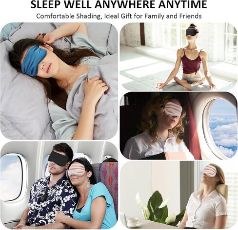 Silk Sleep Eye Mask 3PCS Side Sleeper Eye Covers, Blocking Light Eyes Mask, Sleep Eye Masks with Adjustable Strap, Silk Face Mask Sleep, Comfortable Blindfold Eyeshade for Women Men Traveling Airplane in Saudi Arabia