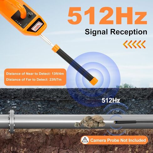 جهاز استقبال محدد الأنابيب SOKO 512 هرتز، اذهب مع جهاز إرسال Sonde لتحديد موقع كاميرا تصريف المجاري، جهاز استقبال 512 هرتز يدعم جميع الأجهزة باستخدام جهاز إرسال 512 هرتز، مسافة بعيدة لـ 23 قدمًا in Saudi Arabia