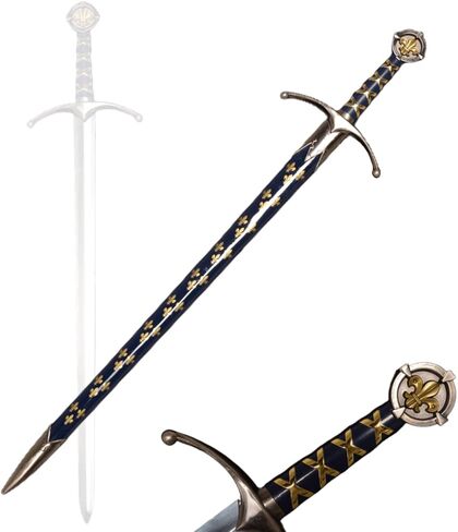 سيف سياج/سيف مصنوع يدويًا من Sword Valley - سيف على الطراز الغربي مع غمد، شفرة مصنوعة يدويًا من الفولاذ الكربوني وتفاصيل حية، أزرق رائع in Kuwait