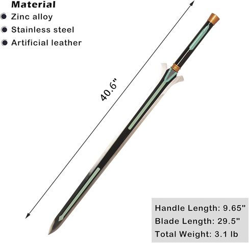 سيف Kirito Elucidator الأسود مقاس 40.6 بوصة من أجل الدعائم التنكرية والهدايا ومجموعة الإصدار 3 in Kuwait