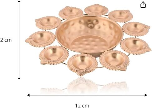 1 Layer Authentic Diya Shape Floating Flower Decorative Lotus Urli Bowl, Traditional Diwali Festival puja Decor Diya, Golden Candle Tea Light Holder Handcrafted for Home Decor, Metal, Gold in Saudi Arabia