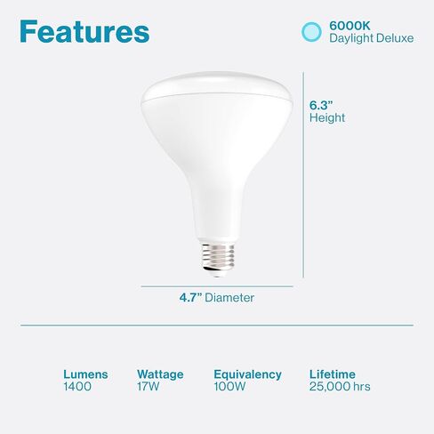 Sunco Lighting - 8 Pack BR40 Light Bulbs, LED Indoor Flood Light, Dimmable, CRI94 2700K Soft White, 100W Equivalent 17W, 1400 Lumens, E26 Base, Indoor Home Recessed Can Lights, High Lumens - UL in Saudi Arabia