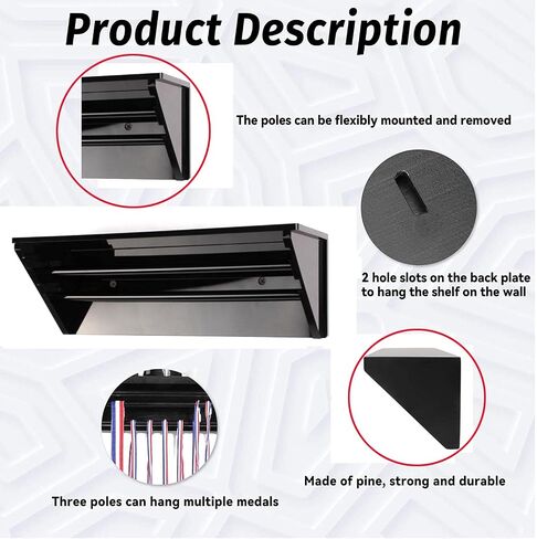 Medal display stand，Acrylic Medal Hanger and Trophy Rack, Black Medal Hanger Display Rack with Shelves, Medal Rack, Competition Medal Trophy Display Rack for Displaying Your Hard Won Achievements. in Saudi Arabia