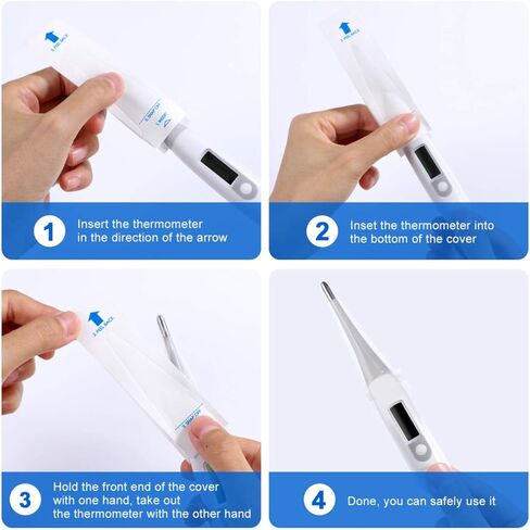 Healifty 200Pcs Thermometer Covers for Digital Thermometers, Disposable Probe Covers, Oral Thermometer Sleeves for Oral Ear Recta Thermometer in Saudi Arabia