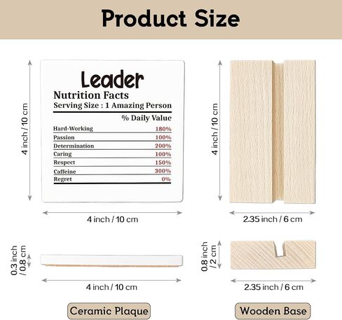 Leader Appreciation Gifts Leader Nutrition Facts Ceramic Decorative Sign Keepsake Thank You Gifts for Leader Boss Mentor Ceramic Desk Sign Plaque with Wooden Stand for Home Office Decor in Kuwait