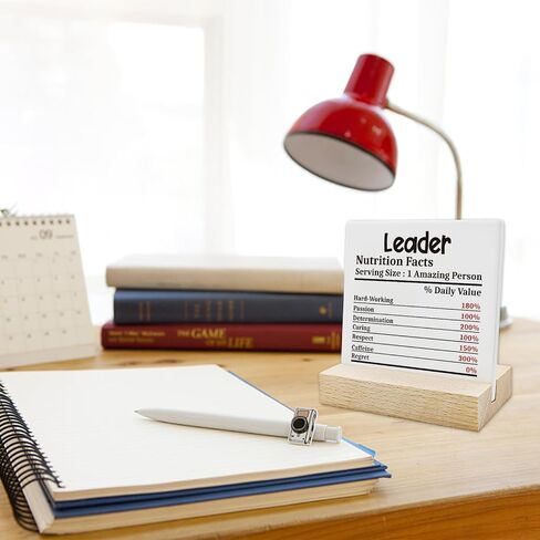 Leader Appreciation Gifts Leader Nutrition Facts Ceramic Decorative Sign Keepsake Thank You Gifts for Leader Boss Mentor Ceramic Desk Sign Plaque with Wooden Stand for Home Office Decor in Kuwait