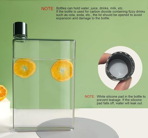 Flat Water Bottle 14oz with Cup Sleeve,Portable Clear Reusable Slim, Leak Proof Cup for Activity Outdoor Gym Camping Travel,Fits in Pocket &Random Corner. in Saudi Arabia