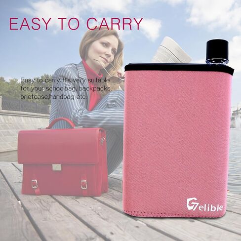 Flat Water Bottle 14oz with Cup Sleeve,Portable Clear Reusable Slim, Leak Proof Cup for Activity Outdoor Gym Camping Travel,Fits in Pocket &Random Corner. in Saudi Arabia