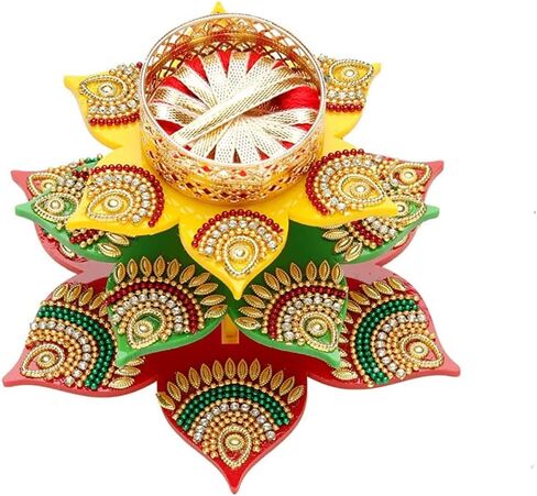 Colorful Floor Rangoli with Tea Light Candle Holder Stand Decorative Tealight T Light for Floor Decorations Lighting Accessories Home New Year Decor Size:- 7"(Without Wax) in Saudi Arabia