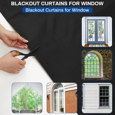 57'' x 414'' Portable Blackout Curtains Blackout Blinds Blackout Shades for Windows DIY Temporary Blackout Window Cover with Adhesive Hook and Loop Tape Strips for Baby Nursery Travel in Saudi Arabia
