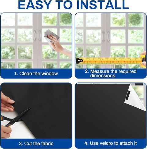 57'' x 414'' Portable Blackout Curtains Blackout Blinds Blackout Shades for Windows DIY Temporary Blackout Window Cover with Adhesive Hook and Loop Tape Strips for Baby Nursery Travel in Saudi Arabia